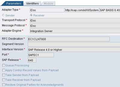 IDoc Receiver Adapter Configuration