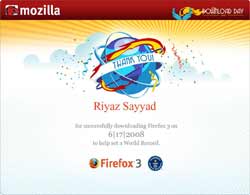 Firefox 3 Download Day Certificate